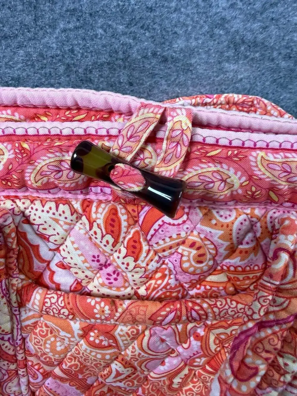 Vera Bradley Quilted Cotton Small Tote Bag in Pink Orange Paisley